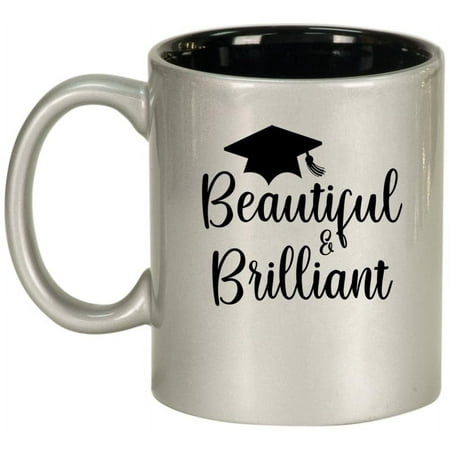 

Beautiful Brilliant Grad Graduation Gift Ceramic Coffee Mug Tea Cup Gift for Her Friend Sister Gift For Mom (11oz Silver)