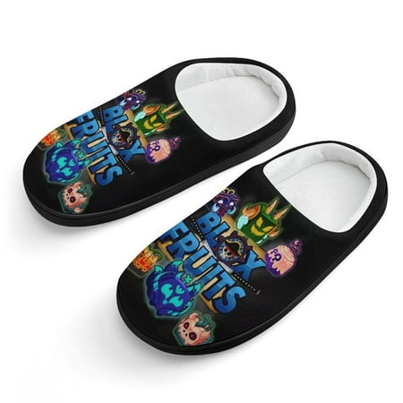 

Game Blox Fruits Fluffy House Cotton Slippers Memory Foam Suede Slippers Furry Slip Shoes Indoor Outdoor for Kids Boys Girls