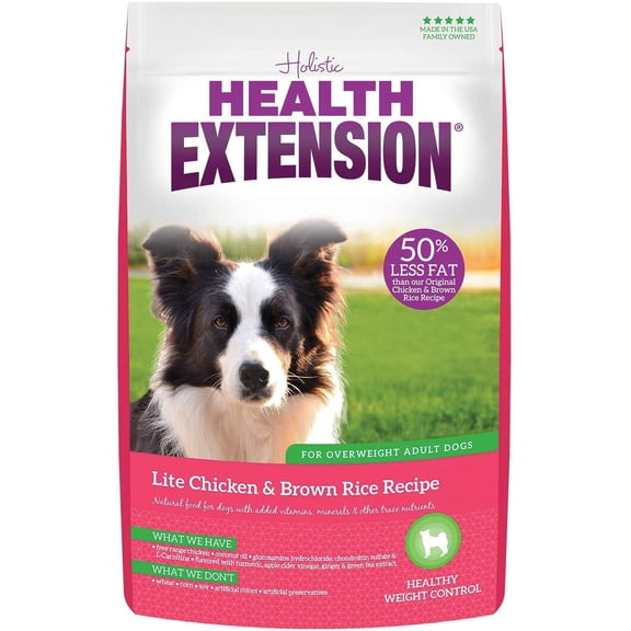 Health Extension Lite Chicken & Brown Rice Dry Dog Food (30 lb / 13.61 kg) - Low-Fat Formula with Glucosamine, Probiotics & Omega 3 for Overweight, Spayed, Neutered, or Senior Dogs