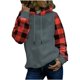 thumbnail image 2 of Pntutb Sudaderas con capucha de Navidad para mujer Otoño Invierno Estampado de Navidad Costura a cuadros Sudadera con capucha con bolsillos Pntutb Pntutb-923, 2 of 6