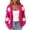 #01Hot Pink, variant on Womens Solid Color Knitted Cardigan Open Front Long Sleeve Oversized Sweater with 3D Flower Decor Vintage Casual Layering Jacket Orange XL