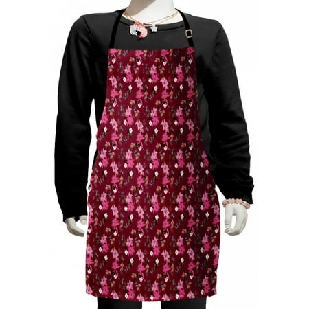

Floral Kids Apron Romantic Design of Lilies Butterflies and Other Flowers Vintage Garden Art Boys Girls Apron Bib with Adjustable Ties for Cooking Baking Painting Maroon Multicolor by Ambesonne