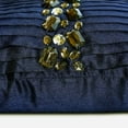 thumbnail image 2 of Designer Navy Blue 12"x24" (30x60 cm) Lumbar Pillow Cover, Silk Pintucks & Crystal Oblong Pillow, Striped Pattern Modern Style - Crystal Dreams Navy, 2 of 4