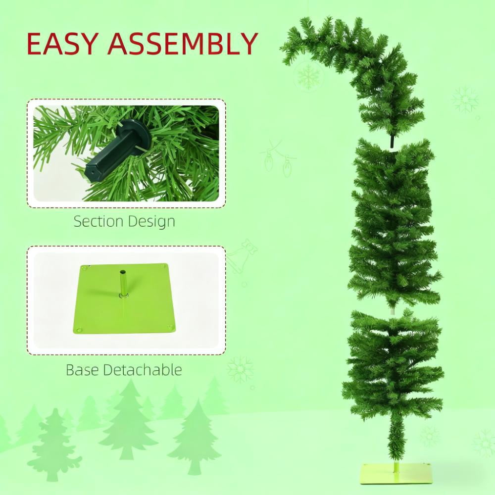 6ft Unlit Curled Top Pencil Christmas Tree 400 Tips Flame Retardant Small Space Holiday Decor