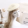 thumbnail image 6 of Spring Summer Beret Hat Vintage Hollow-out Hat Vacation Woven Travel Casual Art Hat (Beige), 6 of 7