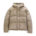 thumbnail image 1 of MASRIN Running Jacket  Womens Basic Hoodie Jackets Solid Color Zip Up Hooded Coats with Pockets Plus Size Loose Outwear Sweatshirts Sweater Stone, 1 of 3