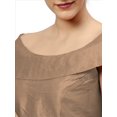thumbnail image 4 of eloria Women's Art Silk Boat Neck Sari Top Blouse Partywear Sleevless Fillers With backside Zipper, Color : Beige, 4 of 6