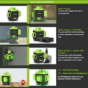 Laser Level Self Leveling,HDJ 16 Lines 4x360° Laser Level Tool,4D Green Cross Horizontal Vertical Laser Tool With Remote Control and 2PCS 2400mAh Battery