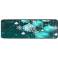 thumbnail image 5 of SKYSONIC 2X6 Feet Smowflake Green Ball Runner Rug with Rubber Backing, Winter Blue Non Slip Entryway Rug Runner Washable Soft Area Rug Carpet for Hallway Bedroom Kitchen Decor, 5 of 6