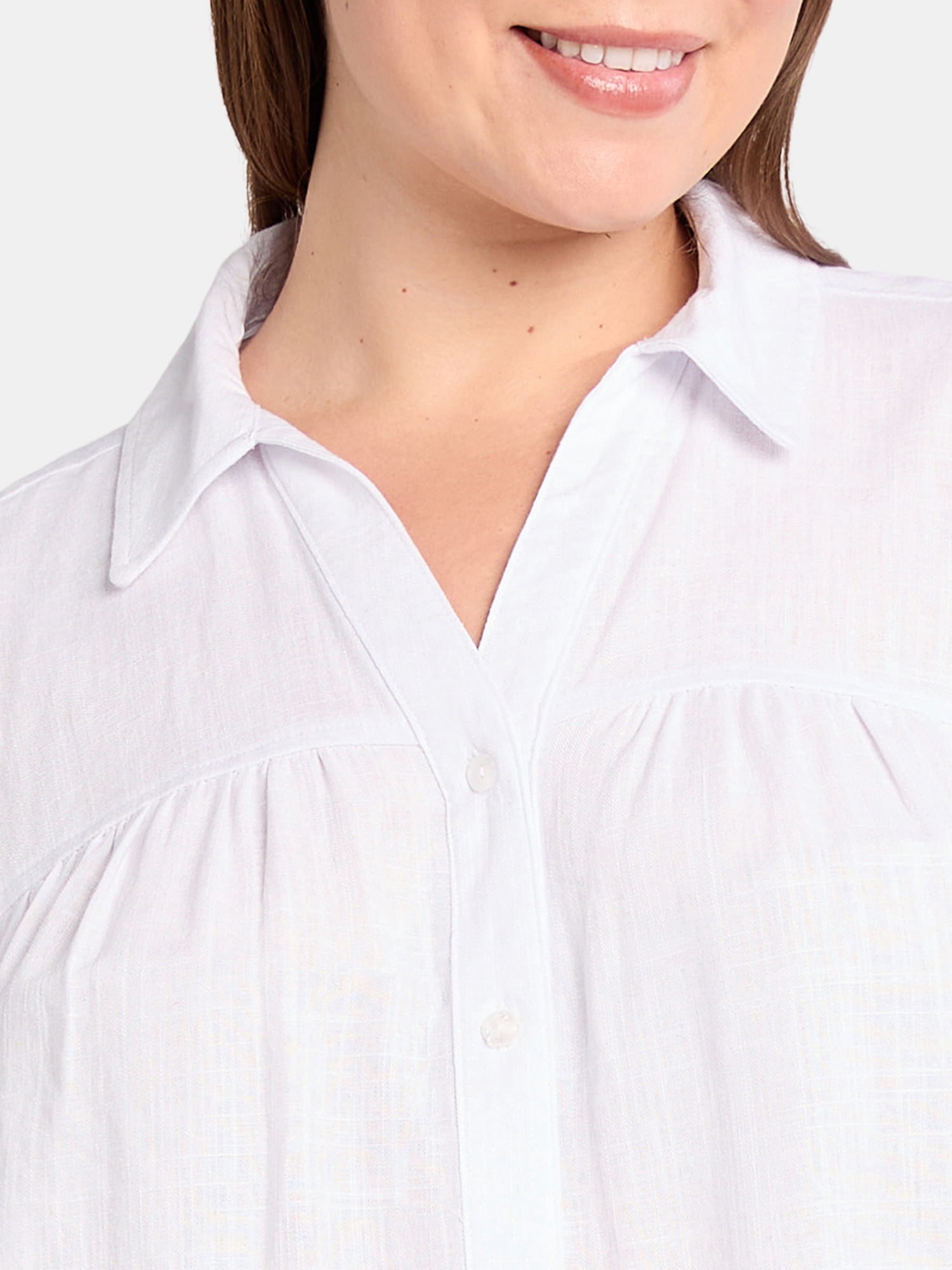 Terra & Sky Women's Plus Size Camp Shirt with Short Sleeves, Sizes, 0X-4X