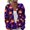 Dark Purple, variant on Halloween Cardigan Sweaters for Women Knit Moon Pumpkin Ghost Print Button Down Casual Cardigan Cute Neon Print Holiday Outfits Blue 2XL