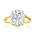 thumbnail image 2 of Gem Stone King 18K Yellow Gold Plated Silver Solitaire Ring Oval Moissanite (5.15 Cttw), 2 of 5