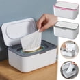 thumbnail image 1 of Dispensador de toallitas húmedas con tapa | Caja de almacenamiento sellada recargable | Estuche de pañales desechable | Organizador de toallas húmedas | Capacidad para 80 hojas | 7.6x3x5.2 pulgadas, 1 of 9