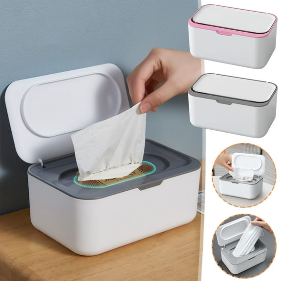 Large Capacity Dispenser with Lid for Bathroom Refillable Diaper Case Flushable Wet Wipe Storage Container Pull out Storage Box for Home Nursery 22x15.6x11.3cm Birthday Gift