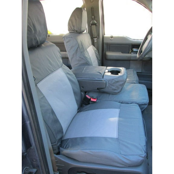 FD13 2004-2008 Ford F150 Super Crew Front and Back Seat Set. Front 40/20/40 Split Seat and Rear Solid Back 60/40 Split Bottom Bench in Gray Twill