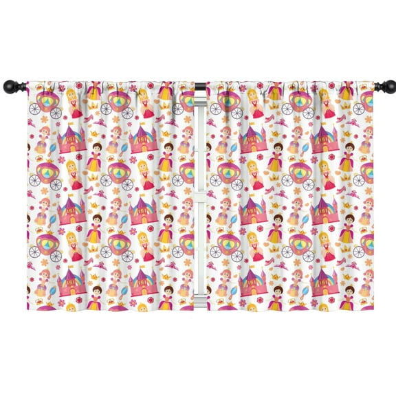 Blackout Kids Curtains,Colorful Princess Castle Carriage Pattern Childrens Insulated Curtains Set Of 2,Bedroom Essentials,Toddler Room Decor 42"x54"