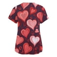 thumbnail image 4 of Valentine Day Scrubs for Women Love Heart Print Short Sleeve Medical Nursing Top V Neck Nursing Plus Size Nurse Uniform with Pockets Watermelon Red S, 4 of 5