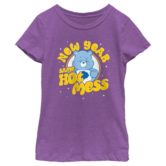 Girl's Care Bears Grumpy Bear New Year Same Hot Mess Graphic T-Shirt