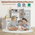 thumbnail image 5 of EVMORE Kids Play Kitchen Set, Wooden Pretend Kitchen Toy with Oven, Microwave, Faucet, Ice Maker, Refrigerator, Stove and Accessories, Gifts for Toddlers Children, 5 of 9