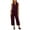 Wine, variant on Capri Jumpsuits for Women Zipper Front Sleeveless Casual Rompers Wide Leg Collared One Piece Jumpsuit Light Blue, XL