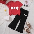 thumbnail image 2 of Girls Outfits Toddler Clothes Sweet Summer Set Flutter Sleeve Top Flare Pants Kaprioy Toddler Girl Clothes 2T 3T 4T 5T 6T 7T, 2 of 4