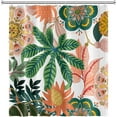 thumbnail image 4 of Boho Floral Bathroom Shower Curtain Tropical Green Leaves Pink Flowers Shower Curtain with Hooks Polyester Waterproof Fabric Mid Century Modern Home Shower Curtain Decorative, 72x84 Inch, 4 of 6