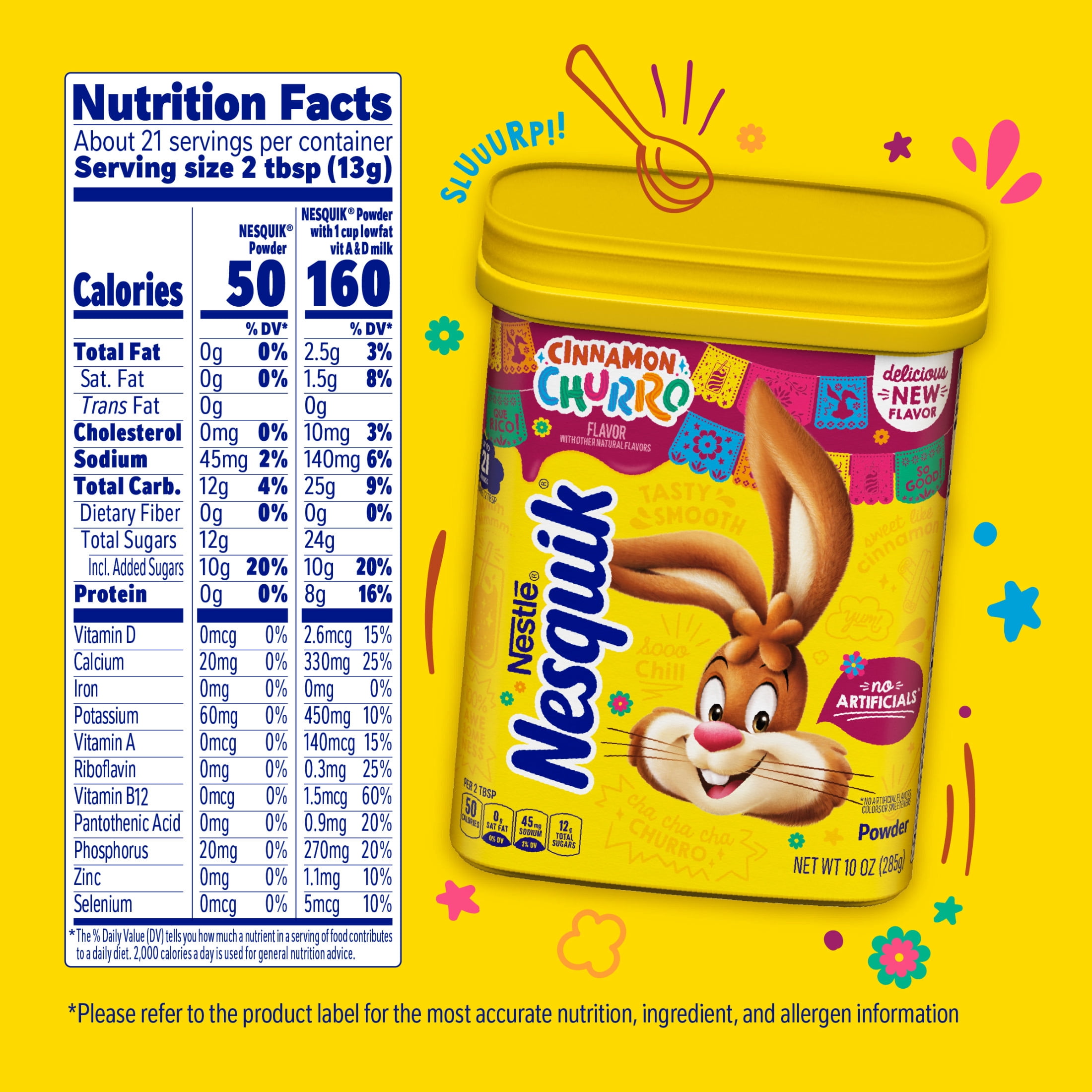 (6 pack) Nesquik Cinnamon Churro Flavor Powder Drink Mix, 21 Total Servings,  10 oz