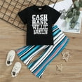 thumbnail image 3 of B91xZ Baby Outfits for Girls Toddler Kids Girls Clothing Sets Summer letter T Shirt Tops Striped Flared Loose Pants Outfits,Black 1-2 Years, 3 of 5