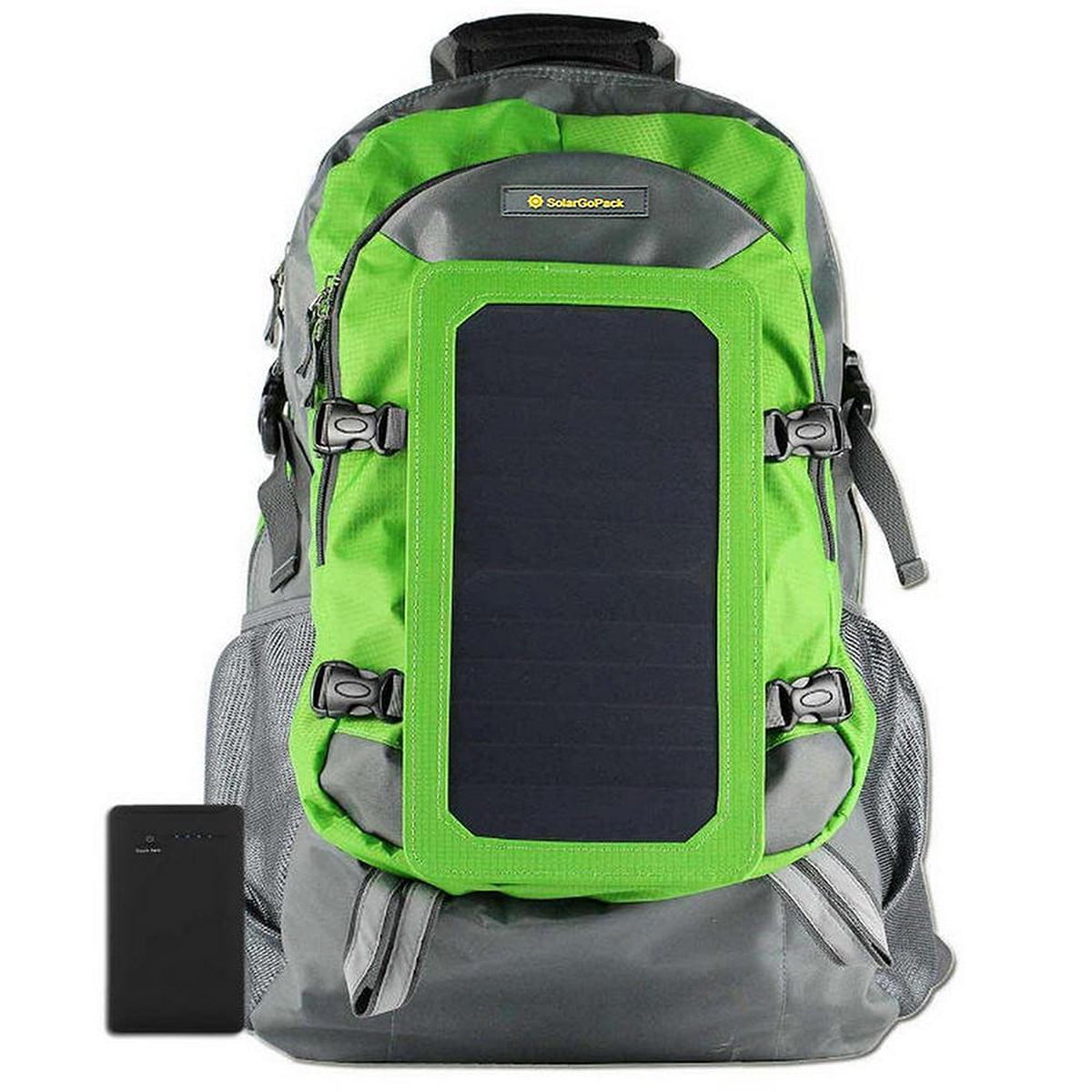 SolarGoPack Solar Powered Backpack / Light Green / 7 Watt Solar Panel and  10K mAh Charging Battery Daypack / Phone and Electronic Device Power  Charger 