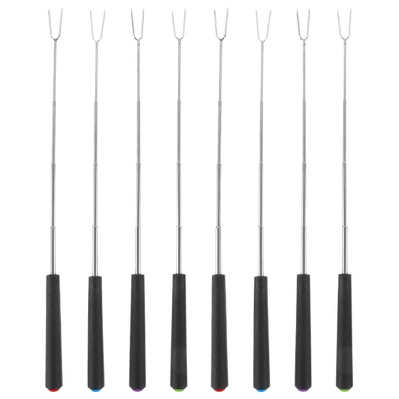 8pcs Extendable Stainless Steel Roasting Sticks Smores Sticks For Fire Pit Long 11.2 Inch Smore Skewers Hot Dog Fork Camping Essentials