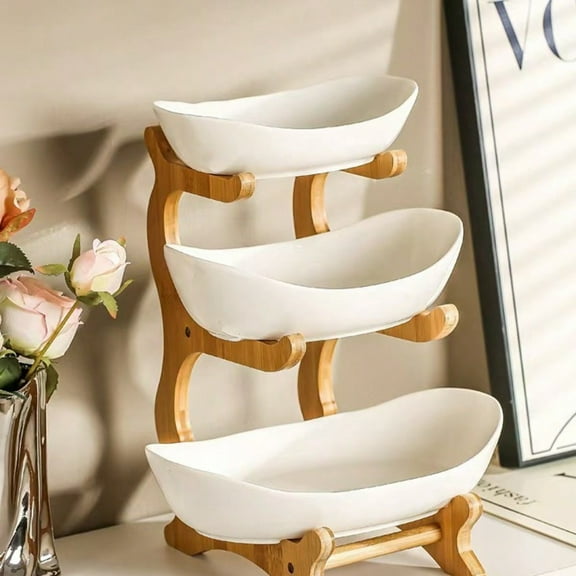 JQDWMDLX 1pc 3-Tier Fruit Tray - Counter Top & Coffee Table Serving Dish for Candy, Dessert, Home Use, Parties & Decor,White