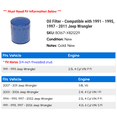 thumbnail image 2 of Oil Filter - Compatible with 1991 - 1995, 1997 - 2011 Jeep Wrangler 1992 1993 1994 1998 1999 2000 2001 2002 2003 2004 2005 2006 2007 2008 2009 2010, 2 of 2