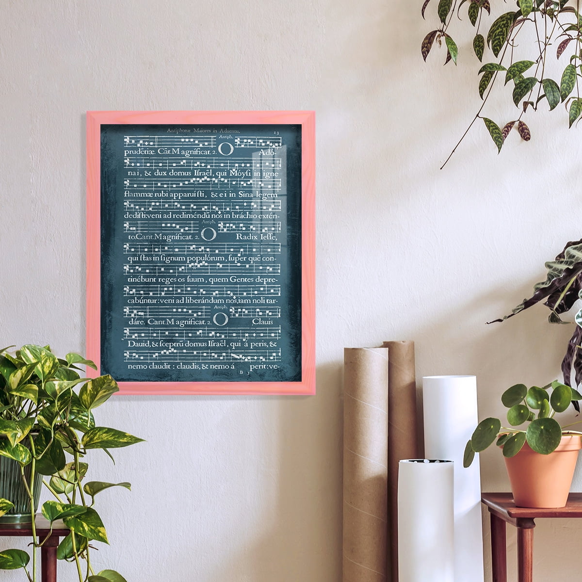 Graphic Songbook III - Framed Print w/glass - Sunset Pink