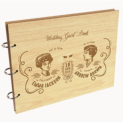 Darling Souvenir Livre d'Or de Mariage Personnalisé Gravé et Découpé au Laser, Couverture en Bois, Registre de Livre de Signature, Livre d'Or, Scrapbooking-yv