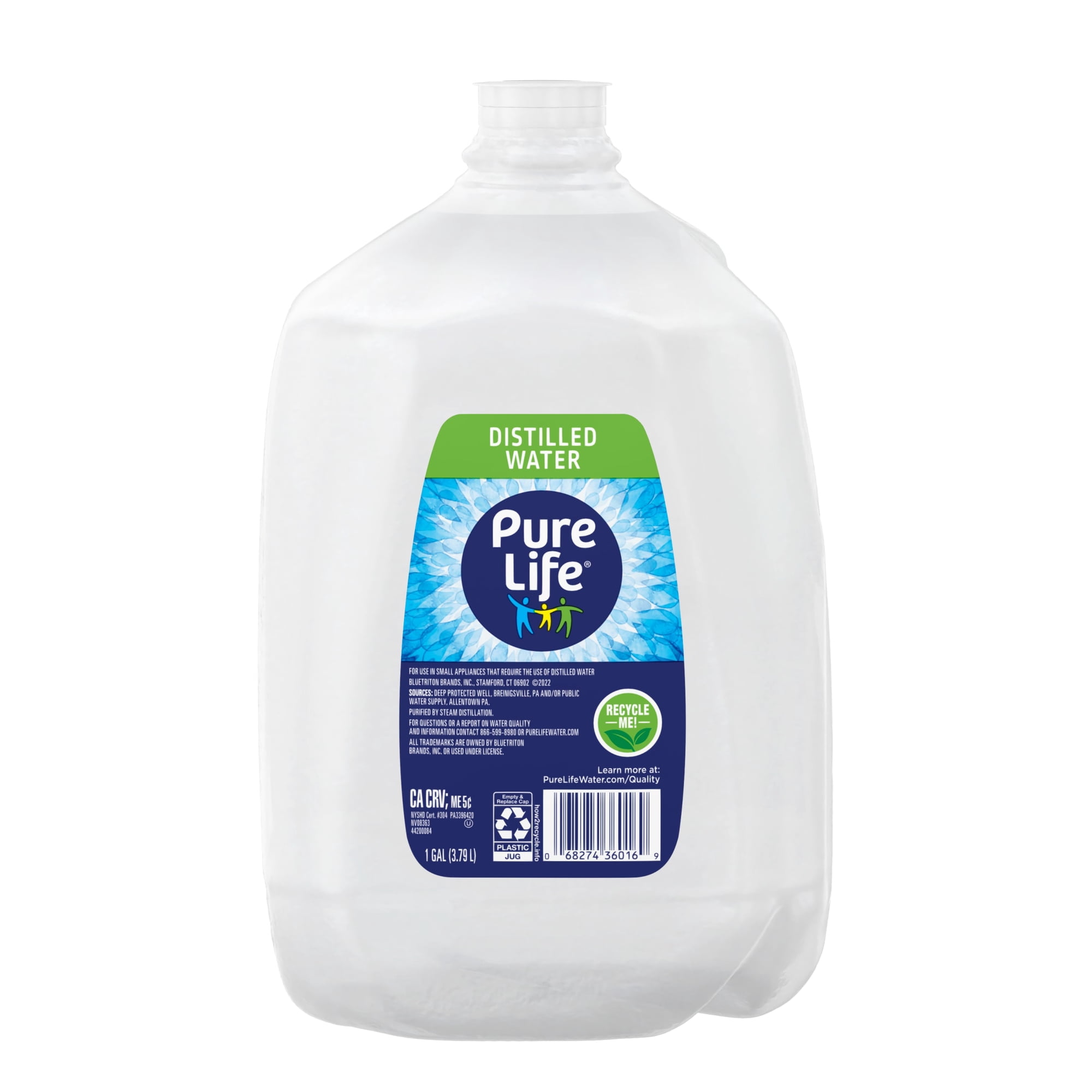 Pure Life Distilled Water, 1 gal, Single Plastic Jug