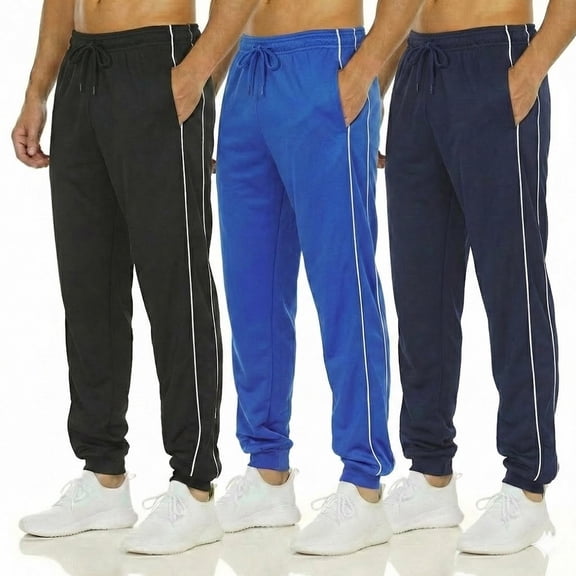 DARESAY [3-Pack] Men's Tech Fleece Joggers Dry Fit Performance Sweatpants (Up To Size 3XL)