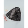 thumbnail image 3 of Qiylii Kid Girl Boy Denim Coat Long Sleeve Lapel Buttons Cardigan, Black, 3 of 8