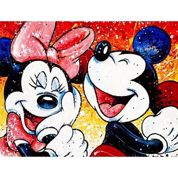 Disney-pintura de diamante redondo completo de Mickey y Minnie, mosaico de dibujos animados, arte de punto de cruz, decoración DIY para habitación de niños