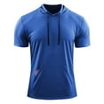 thumbnail image 4 of pstuiky camiseta de hombre, Blusa deportiva informal de color liso con capucha y manga corta con cordón y bolsillo para hombre camisas casuales para hombre xl, 4 of 5