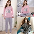 thumbnail image 3 of KEINXS Cartoon Printed Long-sleeved Women‘s Pajamas Set Three Cat Print O-neck Pajamas + Sleep Pants cat pajamas trousers pajamas sleep pants home clothes women‘s wear pajamas suits, 3 of 4