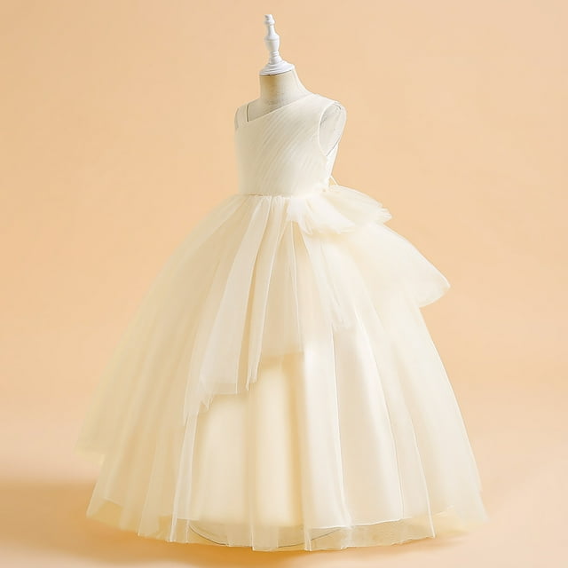 Robes pour Filles - Catégorie de Produit Robe pour Enfants Robe Sans Manches Performance Longue Robe à Pompons Fête Favori Exquis pour Petite Fille