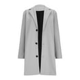 thumbnail image 3 of qucoqpe Womens Wool Coat Winter Thicken Warm Trench Coat Long Sleeve Notch Lapel Pea Coat Fashion Casual Solid Color Overcoat, 3 of 6