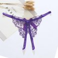 thumbnail image 2 of Thin G-String Open Crotch Transparent Thongs T Embroidered Underwear Women, 2 of 7