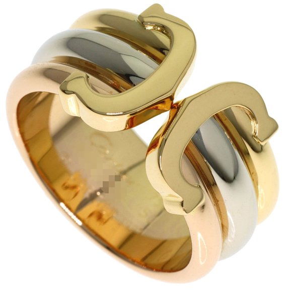 Pre-Owned Cartier 2C LM #50 Ring - 18K Yellow Gold/18K Pink White Gold Women's CARTIER