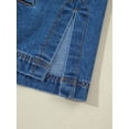thumbnail image 5 of Women'S Jean Jacket Oversized Boyfriend Button Up Long Sleeve Split Zimbaplatinum Denim Jackets Royal Blue L, 5 of 9