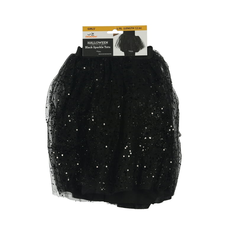 Black Sparkled Tutu, Halloween Accessory for Children, Girls Size L/XL, by Way to Celebrate