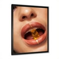 thumbnail image 2 of Designart 'Close Up VIew of Female Lips Biting Gummy Bear' Modern Framed Art Print, 2 of 4