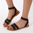 thumbnail image 1 of KBODIU Women's Sandals Summer Casual Toe Sandals Solid Color Adjustable Buckle Quilted Flat Sandals Black 41, 1 of 3