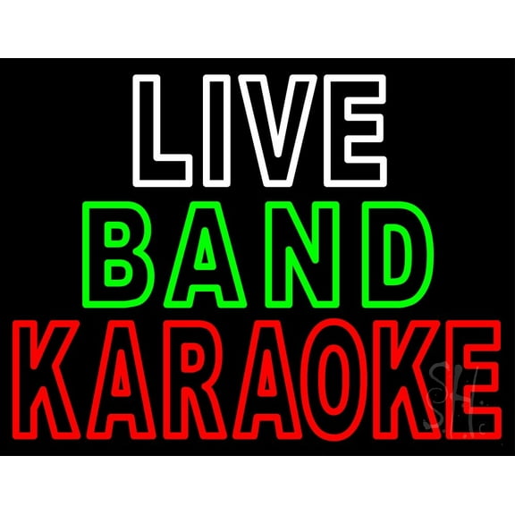 Live Band Karaoke LED Neon Sign 24" Tall x 31" Wide - inches Black Square Cut Acrylic Backing, with Dimmer - Premium built indoor Sign for Studio, Club, Home décor, Event, Workshop, Storefront.