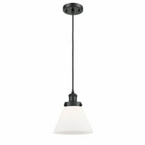 916-1P-BK-G41-Innovations Lighting-Cone - 1 Light Cord Hung Mini Pendant In Industrial Style-10 Inches Tall and 8 Inches Wide-Matte Black Finish-Matte